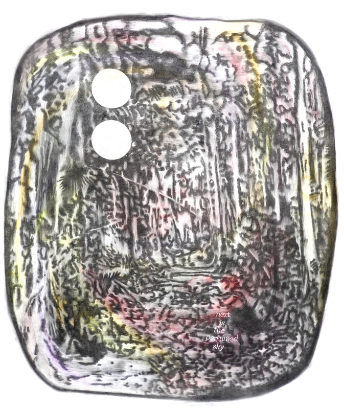 Next is the perfumed sky,  180 x 150 cm watercolour & charcoal on paper, 2013