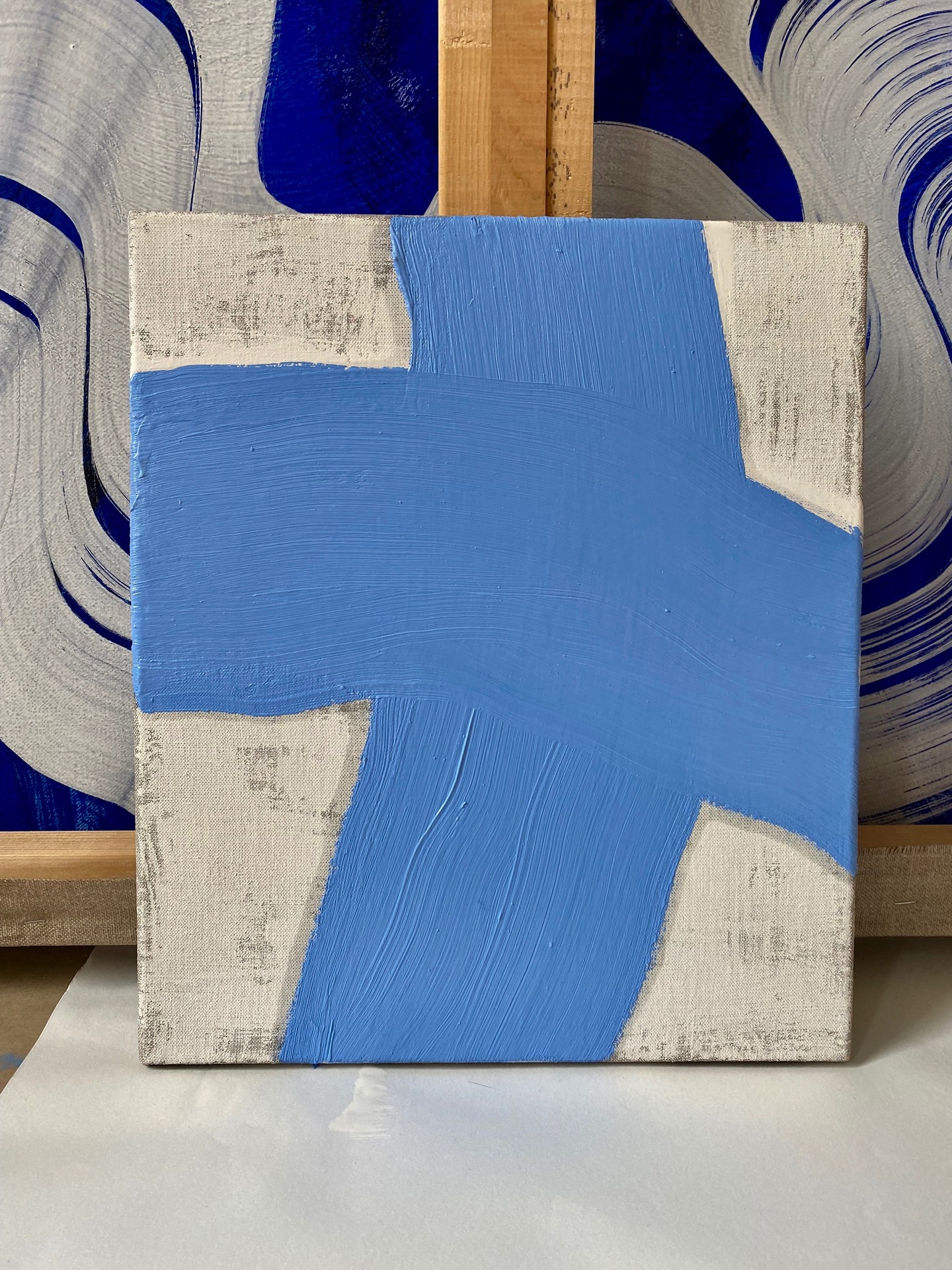 blue crossing, 2023, oil and chalk on canvas