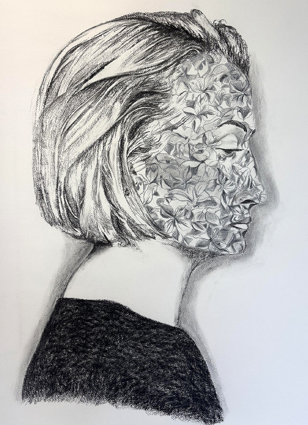 Vrouw met bloemen.