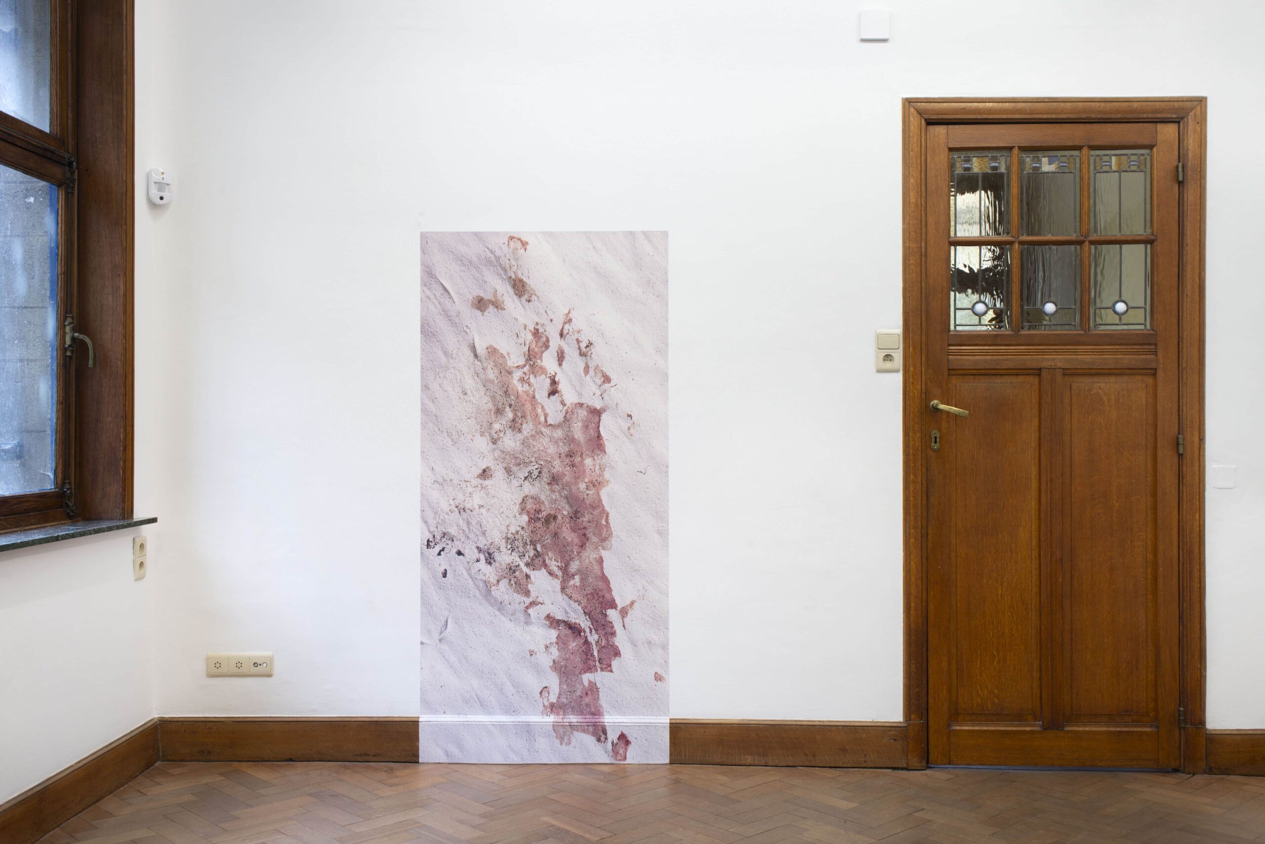 The bleeding into and the bleeding out of, 2021—ongoing, vinyl decal, 180 x 83-107 cm