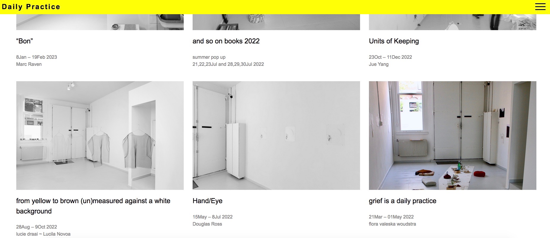Screenshot 'Exhibitions'
