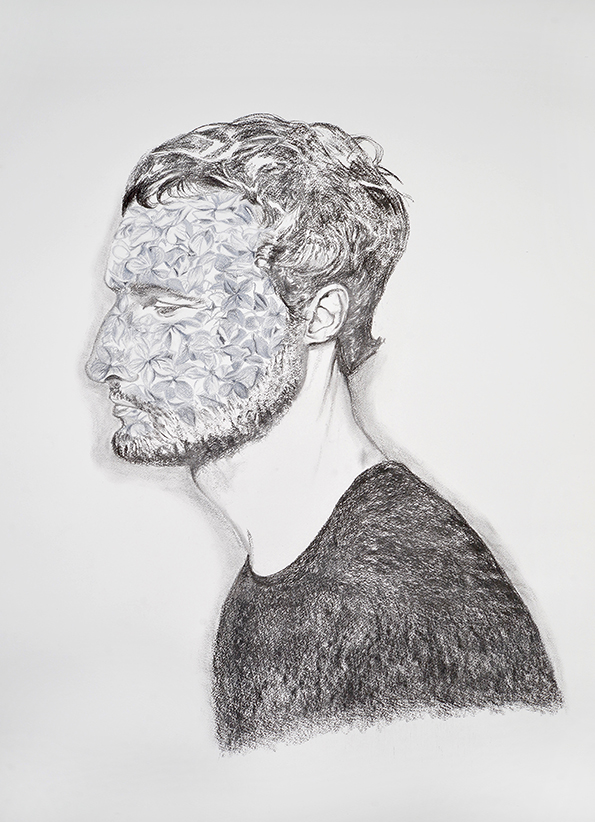 Man en profile met bloemen