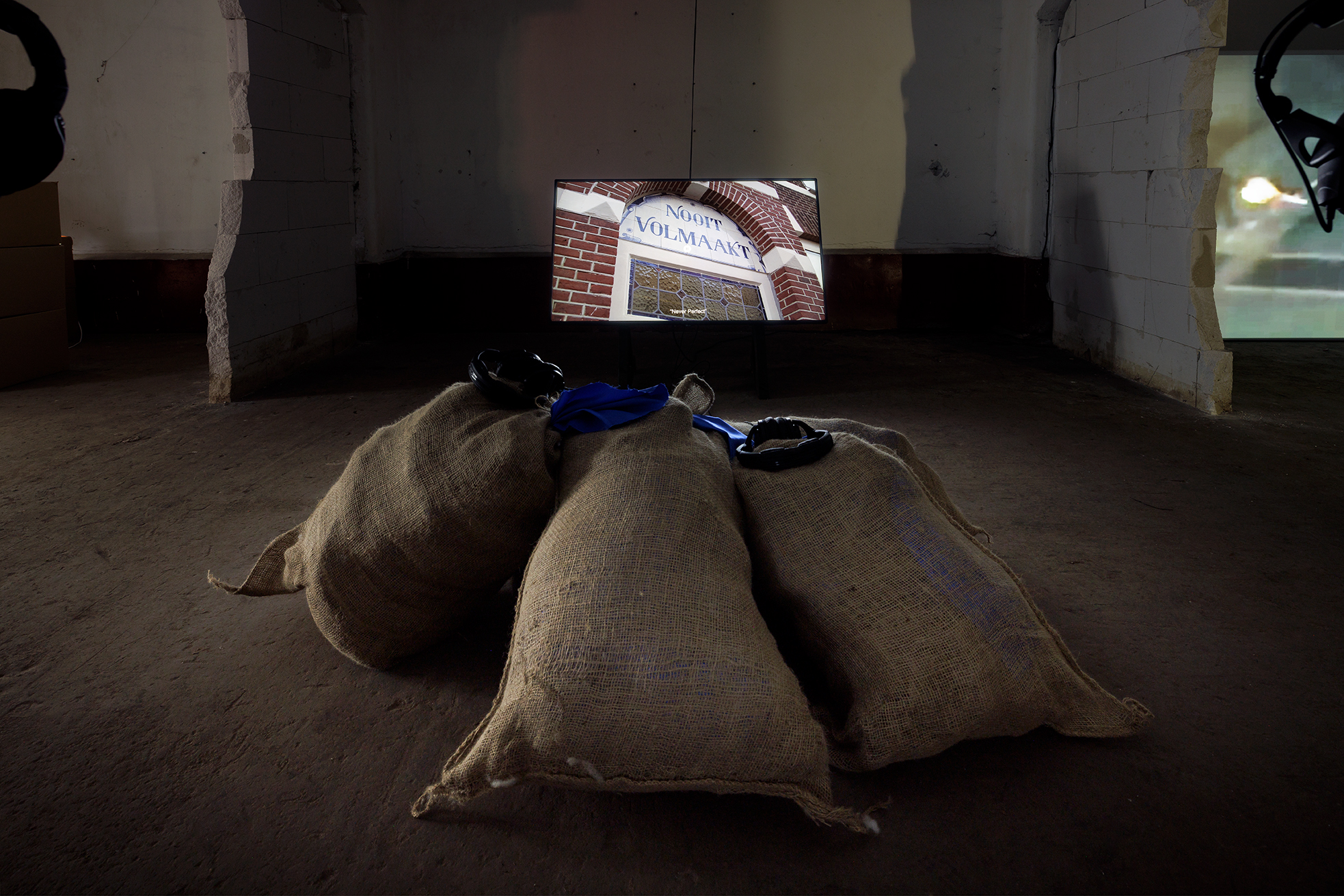Dear Moritz - single channel video & audio, burlap & satin. installation (2024)