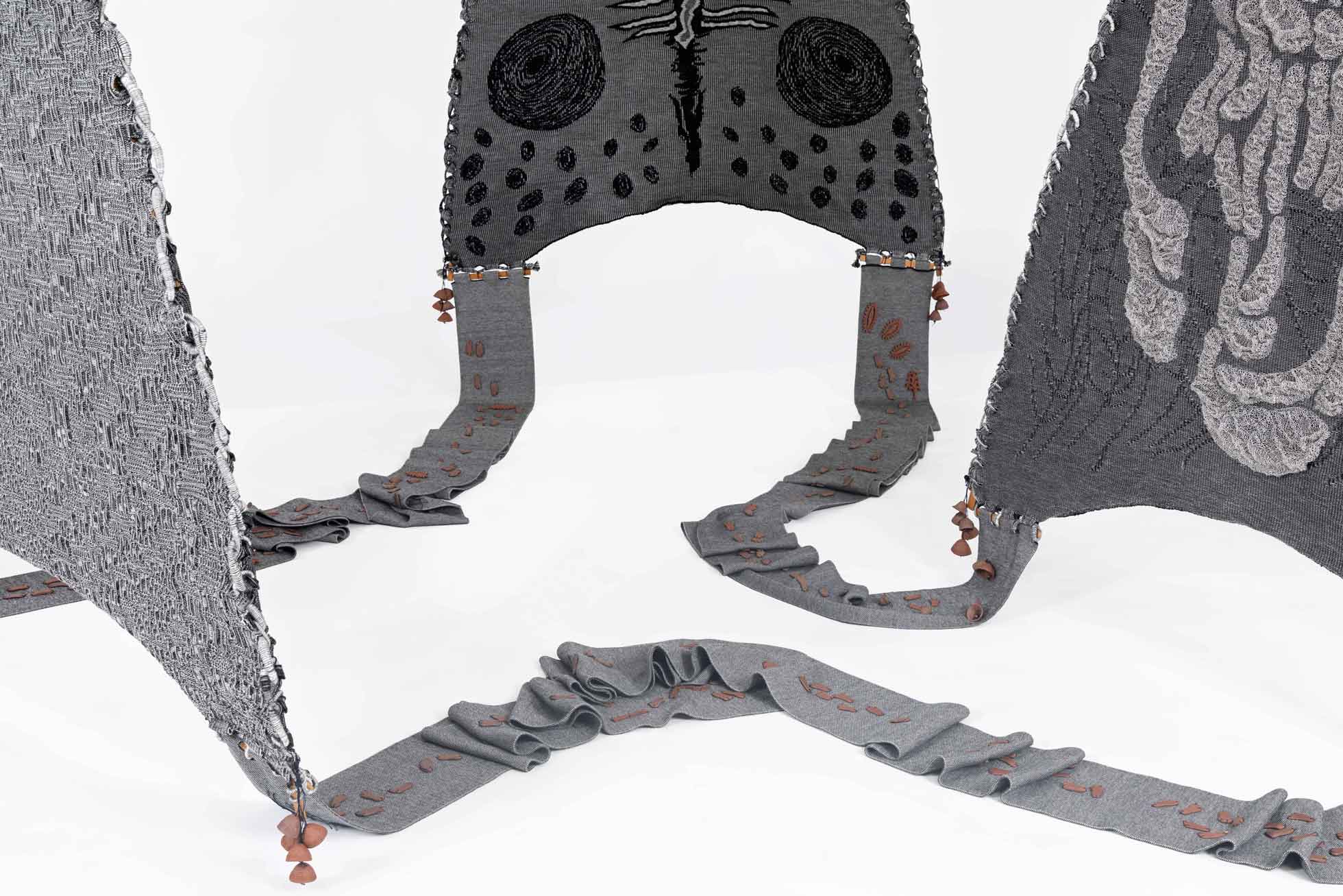 “holding each other– a grave of seeds, latching onto, something here and gone” // Textile work