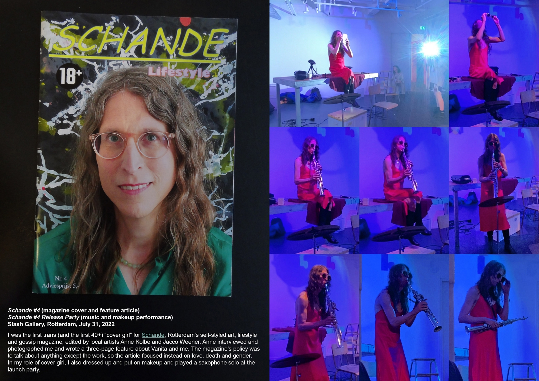 Schande #4 magazine cover, feature article, performance (2022)