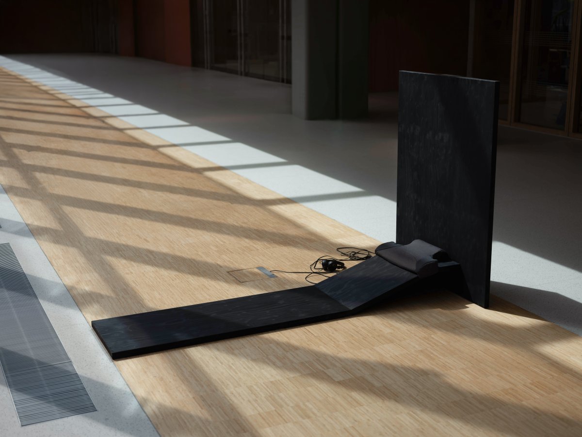 reclining#1 [vertical view], [2026] mixed media installation.